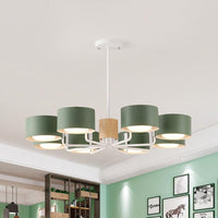 8 Heads Living Room Chandelier Modernist Grey Green White Finish - Rebooters