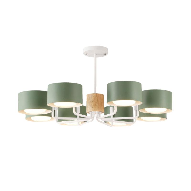 8 Heads Living Room Chandelier Modernist Grey Green White Finish - Rebooters