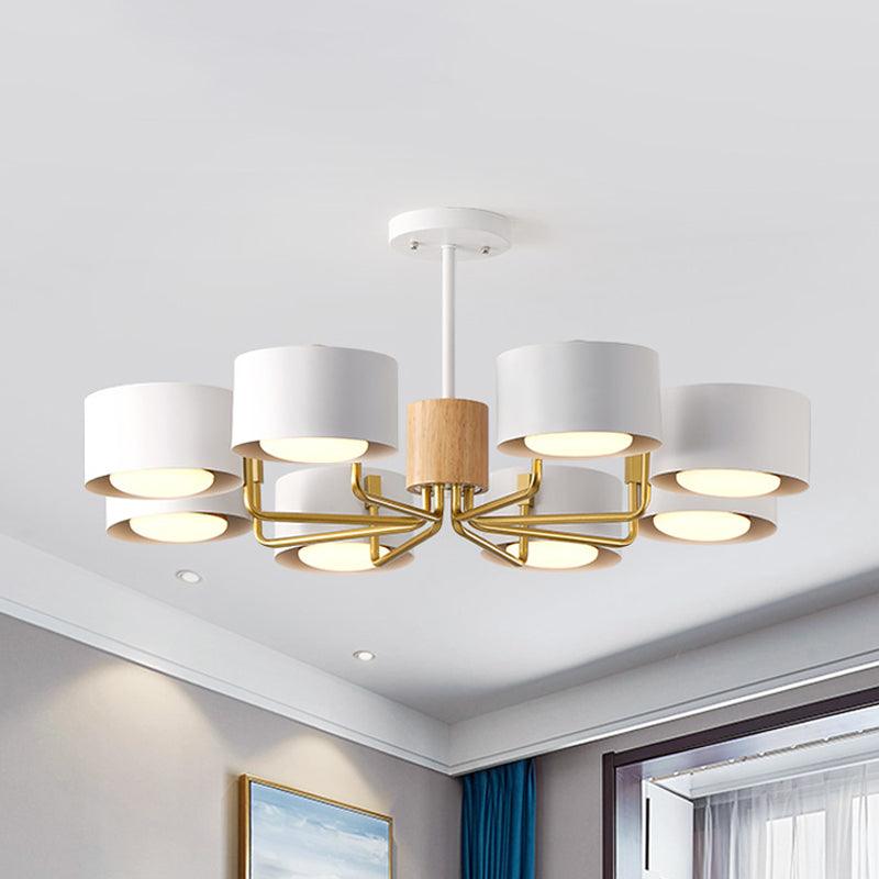 8 Heads Living Room Chandelier Modernist Grey Green White Finish - Rebooters