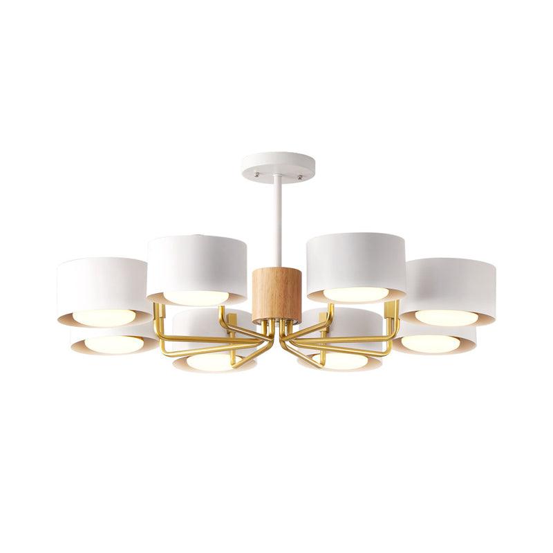 8 Heads Living Room Chandelier Modernist Grey Green White Finish - Rebooters