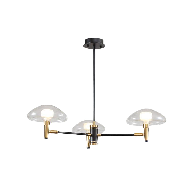 3-Light Bedroom Chandelier Modernism Black Pendant Light - Rebooters