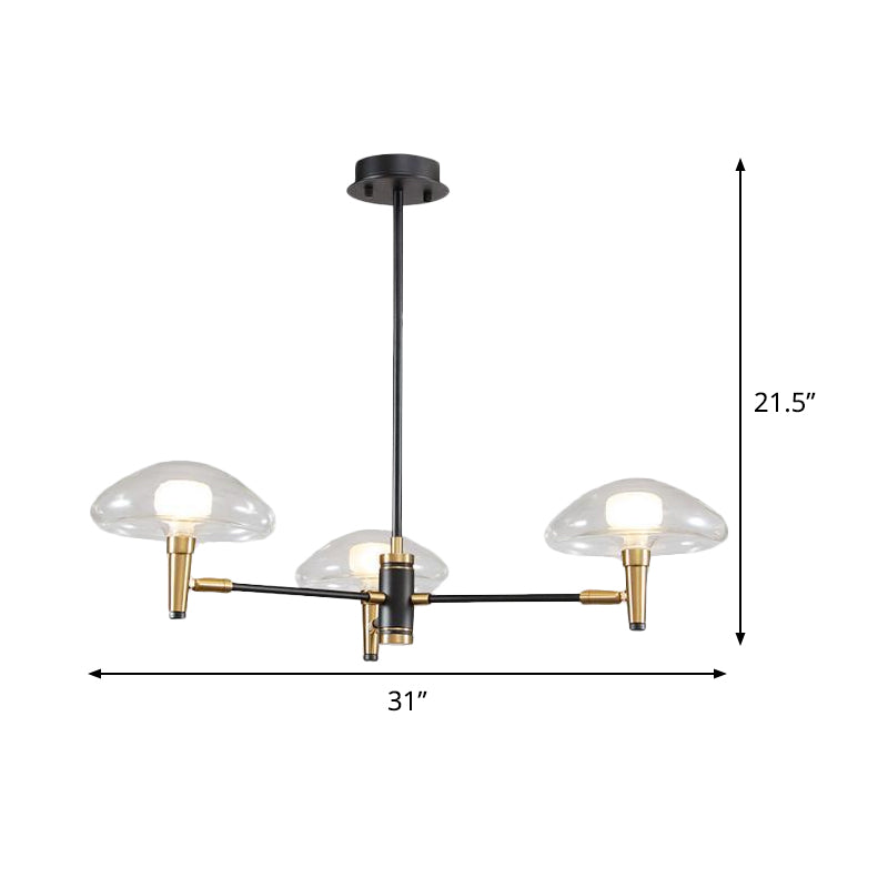 3-Light Bedroom Chandelier Modernism Black Pendant Light - Rebooters