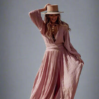 Harper Flowing Chiffon Maxi Dress with Side Slit and Elegant Draping for Elegant Occasions Rebooters Maxi Women's Dresses