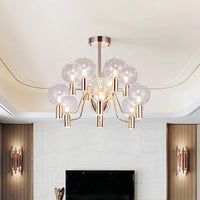 12 Bulbs Living Room Chandelier Minimalist Gold Pendant Light - Rebooters