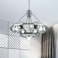 7 Bulbs Living Room Hanging Light Modern Silver Ceiling Chandelier - Rebooters