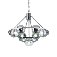 7 Bulbs Living Room Hanging Light Modern Silver Ceiling Chandelier - Rebooters