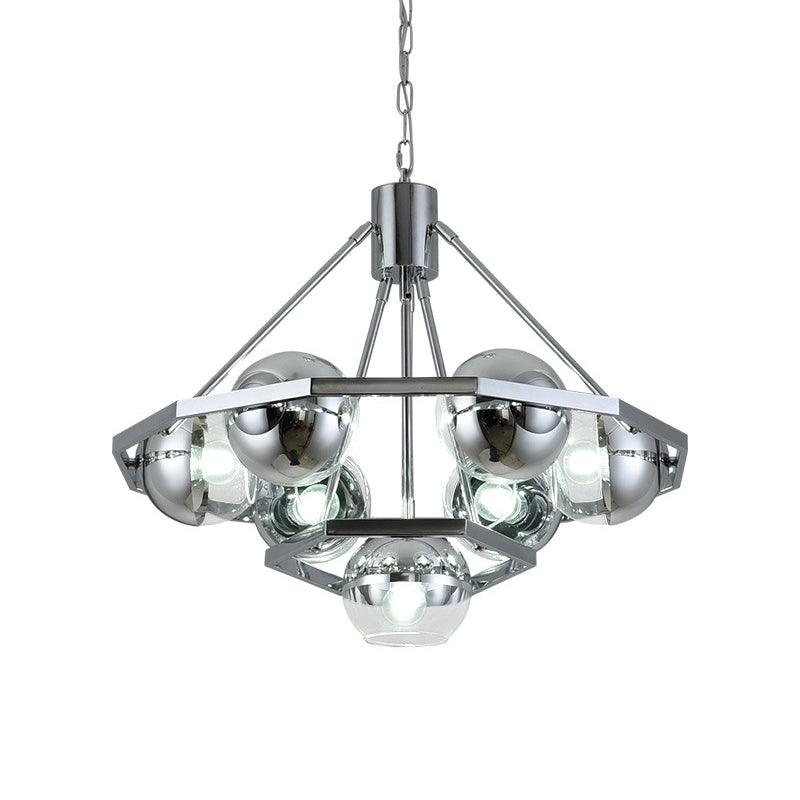 7 Bulbs Living Room Hanging Light Modern Silver Ceiling Chandelier - Rebooters