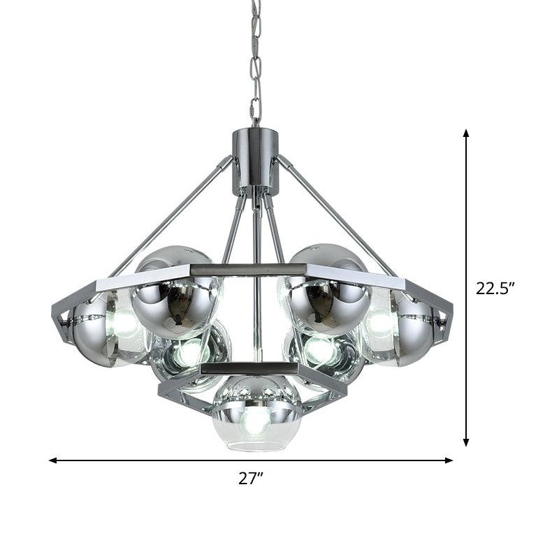 7 Bulbs Living Room Hanging Light Modern Silver Ceiling Chandelier - Rebooters