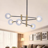 6 Heads Bedroom Linear Chandelier Brass Pendant Lamp - Rebooters