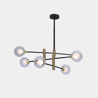 6 Heads Bedroom Linear Chandelier Brass Pendant Lamp - Rebooters