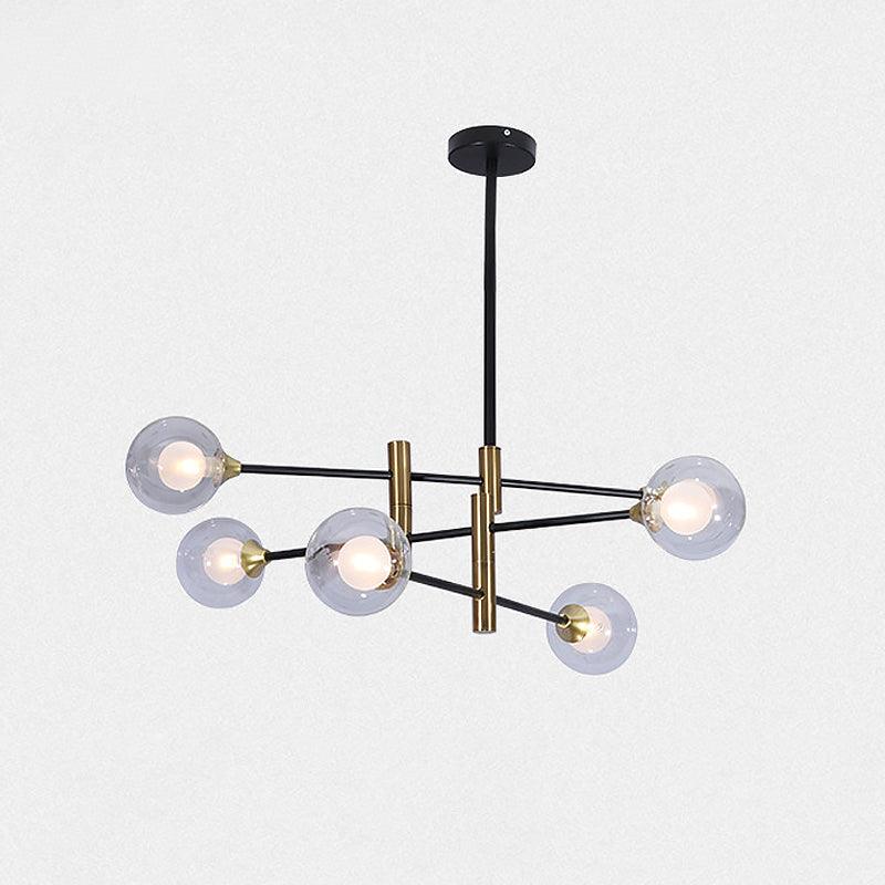 6 Heads Bedroom Linear Chandelier Brass Pendant Lamp - Rebooters