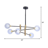 6 Heads Bedroom Linear Chandelier Brass Pendant Lamp - Rebooters