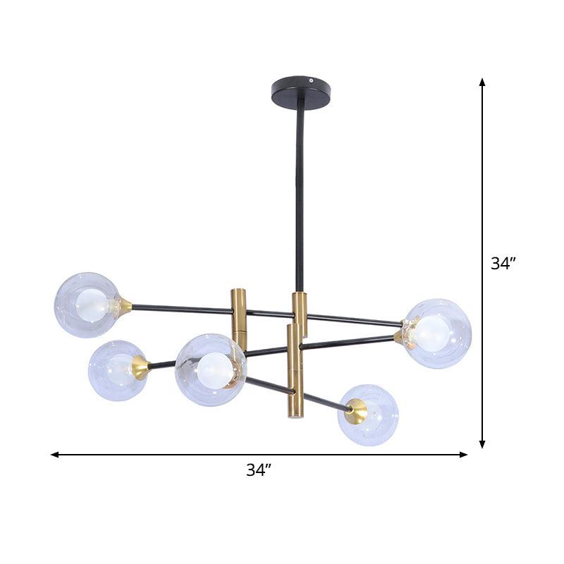 6 Heads Bedroom Linear Chandelier Brass Pendant Lamp - Rebooters