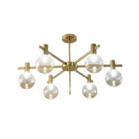 Ball LED Pendant Chandelier Clear Glass 6-Bulb Brass Lamp - Rebooters