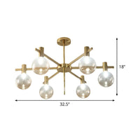 Ball LED Pendant Chandelier Clear Glass 6-Bulb Brass Lamp - Rebooters