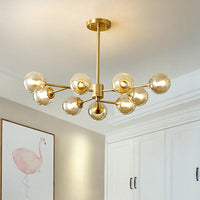 9 Lights Living Room Ceiling Chandelier Brass Finish Lamp - Rebooters