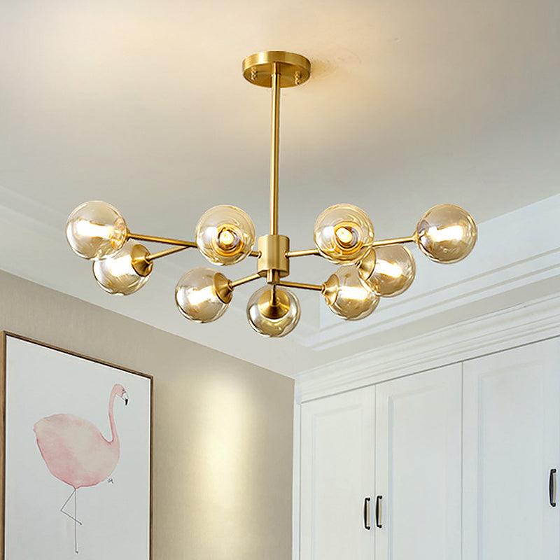 9 Lights Living Room Ceiling Chandelier Brass Finish Lamp - Rebooters