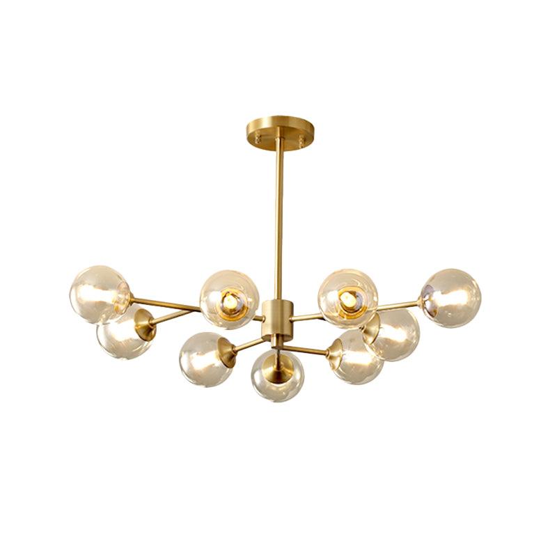 9 Lights Living Room Ceiling Chandelier Brass Finish Lamp - Rebooters