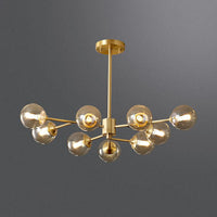 9 Lights Living Room Ceiling Chandelier Brass Finish Lamp - Rebooters
