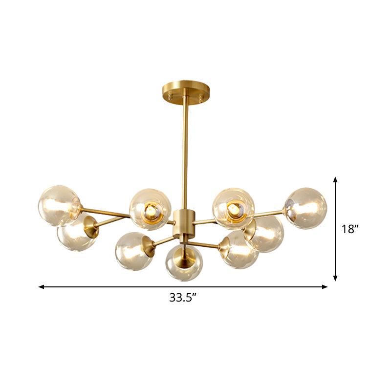 9 Lights Living Room Ceiling Chandelier Brass Finish Lamp - Rebooters