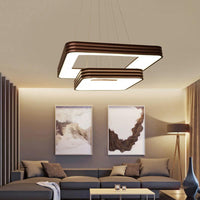 2 Tier Square Metal Chandelier Lamp Modernist Led Fixture - Rebooters