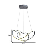 16"/19.5" Wide Grey Twisted Chandelier Lamp Modernist LED - Rebooters