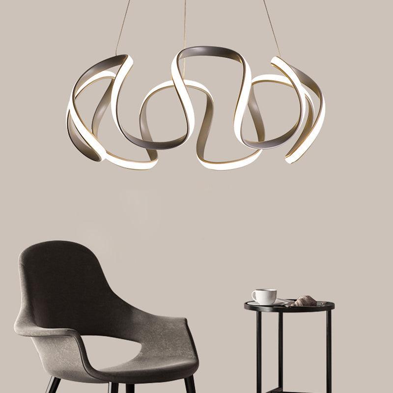 3/5/6 Lights Dining Room Chandelier with Wave Acrylic Shade - Rebooters