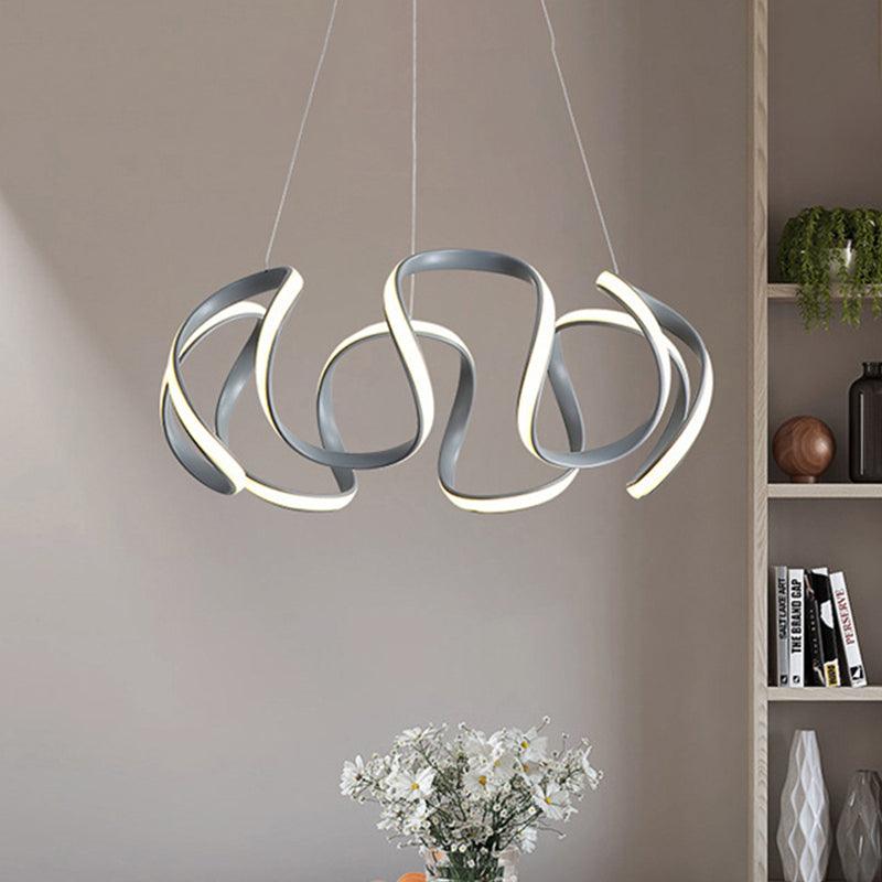 3/5/6 Lights Dining Room Chandelier with Wave Acrylic Shade - Rebooters
