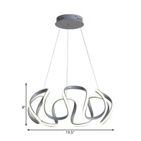 3/5/6 Lights Dining Room Chandelier with Wave Acrylic Shade - Rebooters