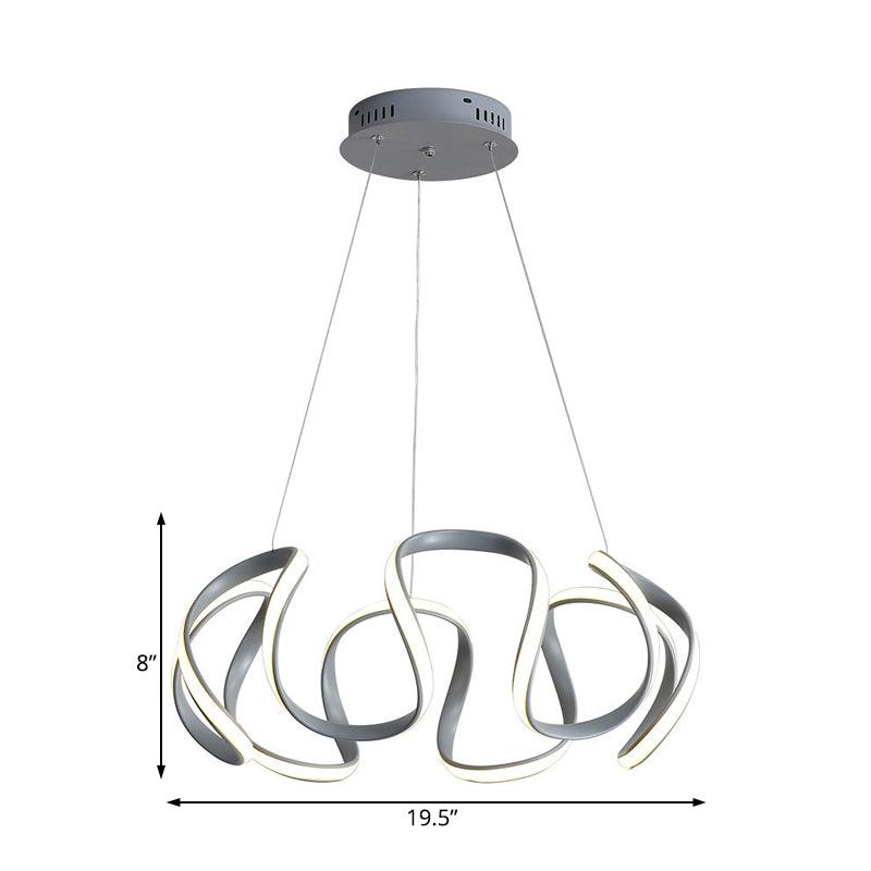 3/5/6 Lights Dining Room Chandelier with Wave Acrylic Shade - Rebooters