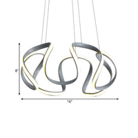 3/5/6 Lights Dining Room Chandelier with Wave Acrylic Shade - Rebooters