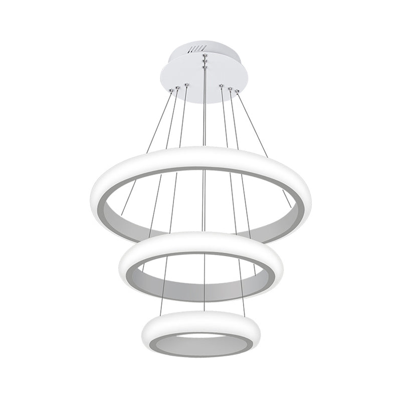 White Doughnut Chandelier Lamp Modernist Acrylic LED Pendant - Rebooters