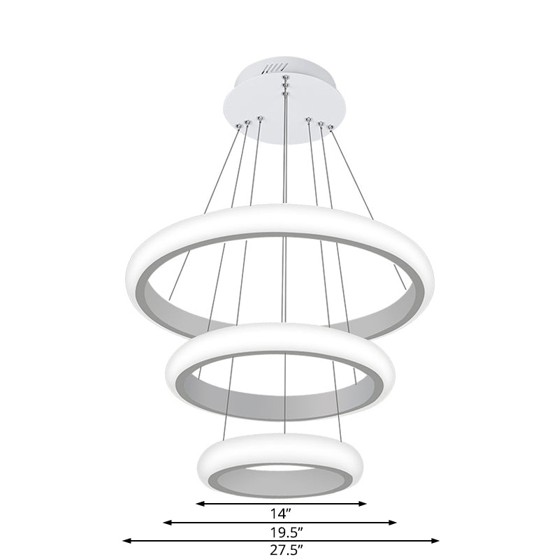 White Doughnut Chandelier Lamp Modernist Acrylic LED Pendant - Rebooters