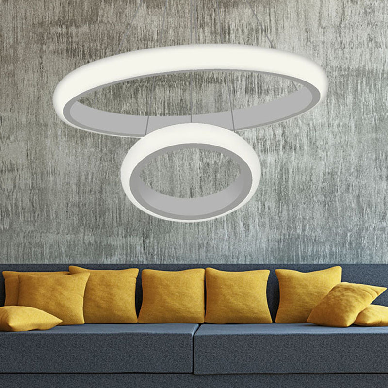 White Doughnut Chandelier Lamp Modernist Acrylic LED Pendant - Rebooters