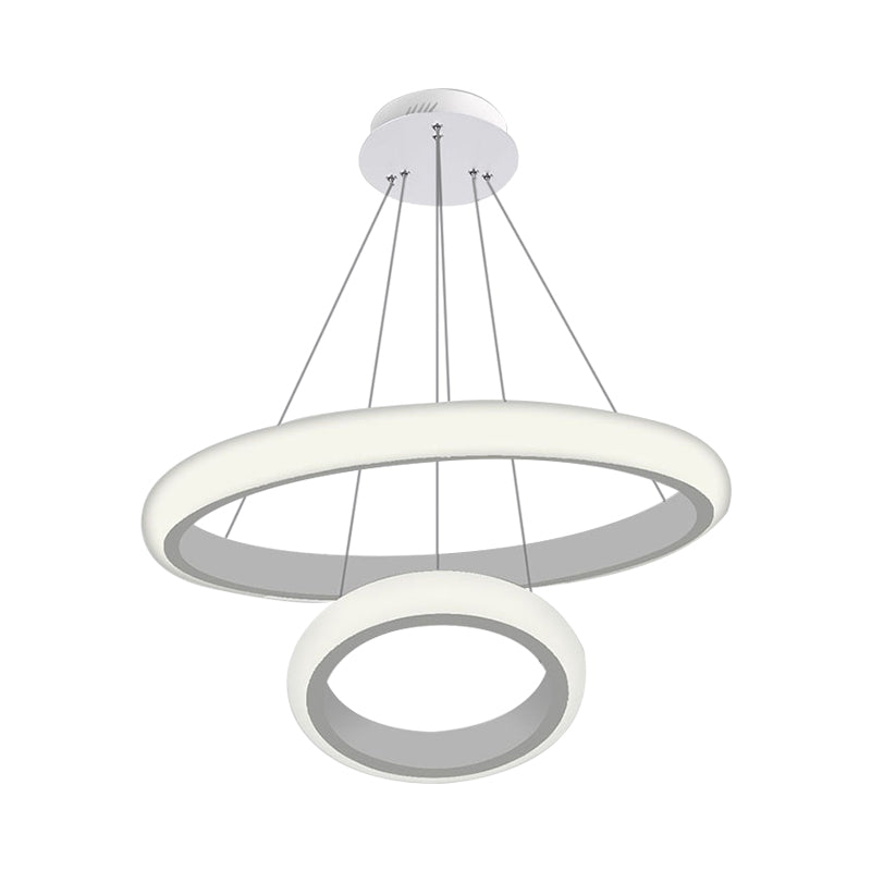 White Doughnut Chandelier Lamp Modernist Acrylic LED Pendant - Rebooters