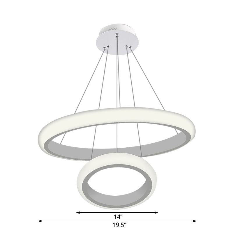 White Doughnut Chandelier Lamp Modernist Acrylic LED Pendant - Rebooters