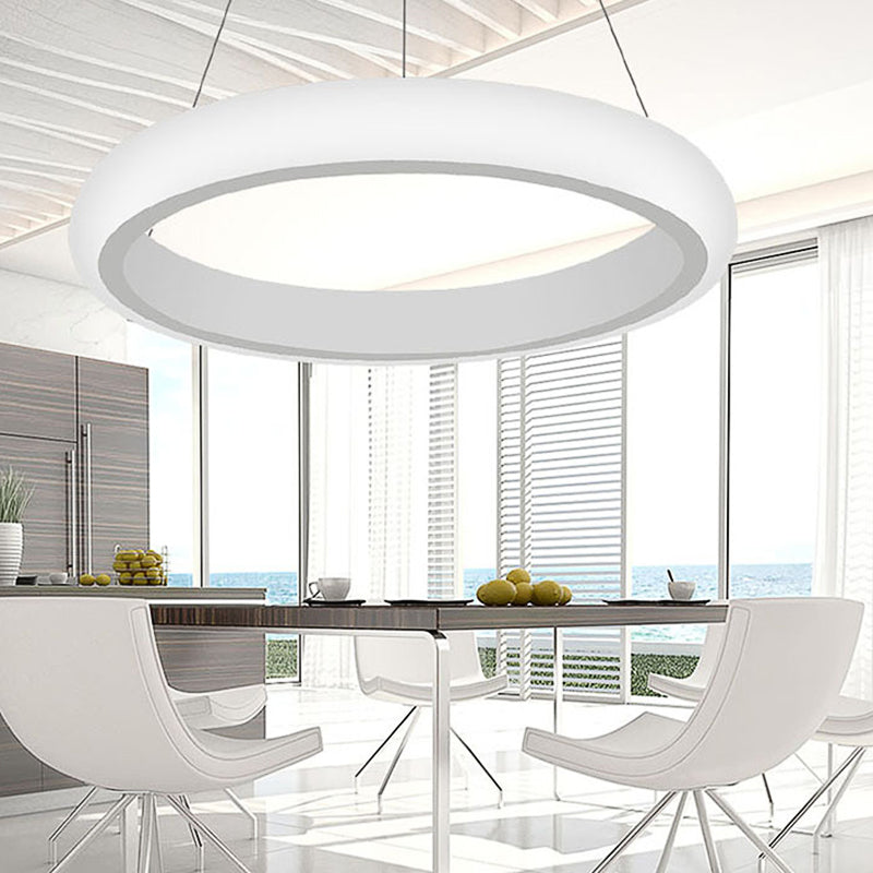 White Doughnut Chandelier Lamp Modernist Acrylic LED Pendant - Rebooters