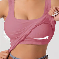 Ribbed Crop Tank Top With Built-In Support For Women Rebooters Womens Shirts