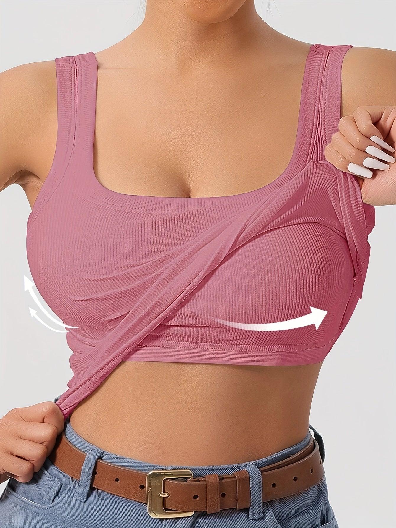 Ribbed Crop Tank Top With Built-In Support For Women Rebooters Womens Shirts