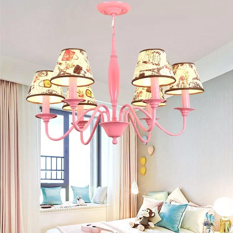 Contemporary Pink Metal Hanging Light Chandelier for Girls - Rebooters