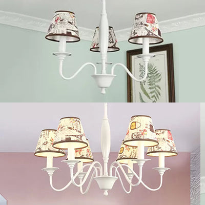 Modern Tower Hanging Light Metal Chandelier with Fabric Shade - Rebooters