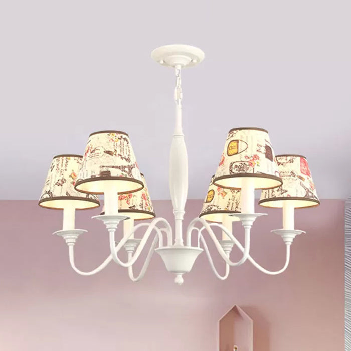 Modern Tower Hanging Light Metal Chandelier with Fabric Shade - Rebooters