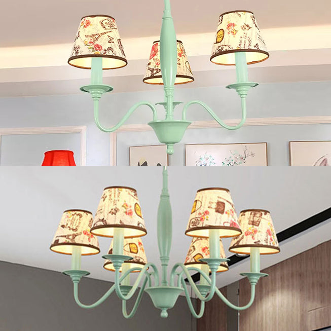Nursing Room Tower Flower Chandelier Metal Macaron Green Light - Rebooters