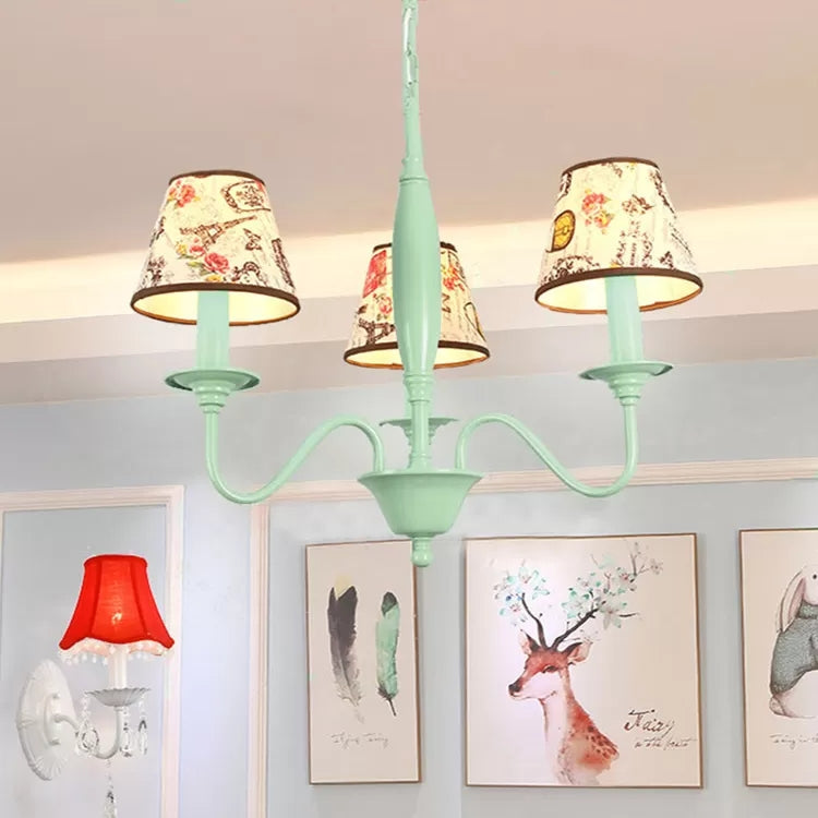 Nursing Room Tower Flower Chandelier Metal Macaron Green Light - Rebooters
