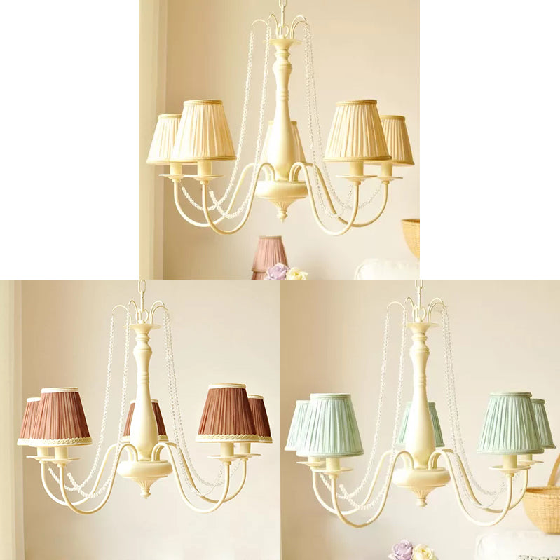 Fold Tapered Shade Chandelier 5 Lights Macaron Style Pendant - Rebooters