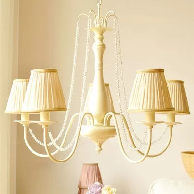 Fold Tapered Shade Chandelier 5 Lights Macaron Style Pendant - Rebooters