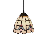6"/8" Wide Flared Ceiling Lamp Tiffany-Style Beige Pendant Light - Rebooters