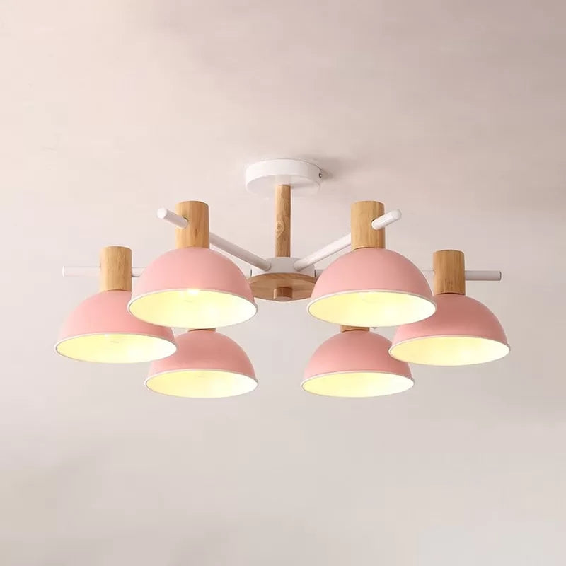 Domed Shade Office Hanging Lamp Metal Six Heads Nordic Chandelier - Rebooters