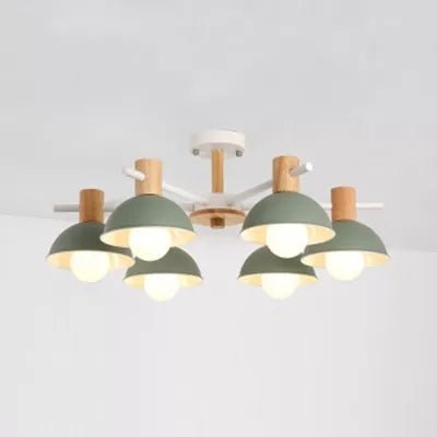 Domed Shade Office Hanging Lamp Metal Six Heads Nordic Chandelier - Rebooters