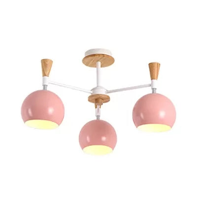 Macaron Colored Orb Chandelier 3 Heads Nordic Pendant - Rebooters